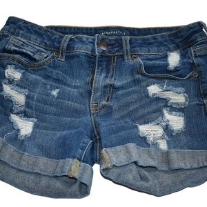 Aeropostale High-Rise Curvy Denim Midi Shorts Size 4 EUC